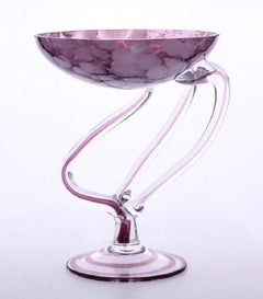 Grand bol vintage en verre soufflé de Murano transparent à rose, Italie, années 1960
