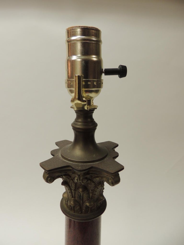 Vintage Tall Red and Grey Marble Corinthian Column Table ...