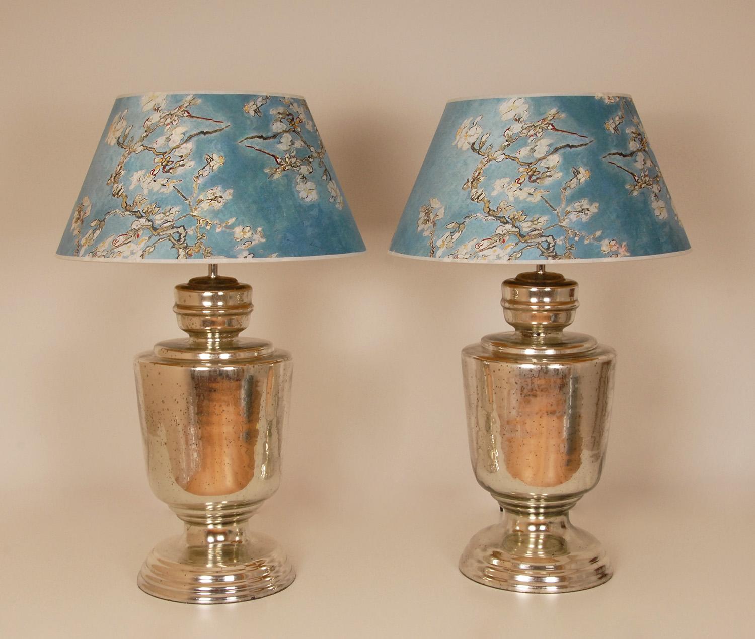 Vintage Tall Silver Table Lamps Silver and Sky Blue Modern Table Lamps Vase Lamp For Sale 2