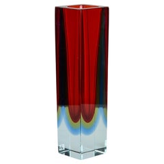 Vintage Tall Sommerso Murano Glass Flavio Poli Style Vase