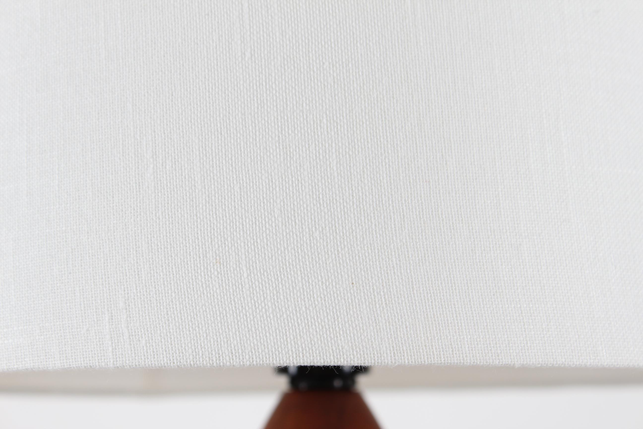 Vintage Tall Table Lamp of Hand-Turned Teak with New Shade, Scandinavian, 1960s For Sale 3