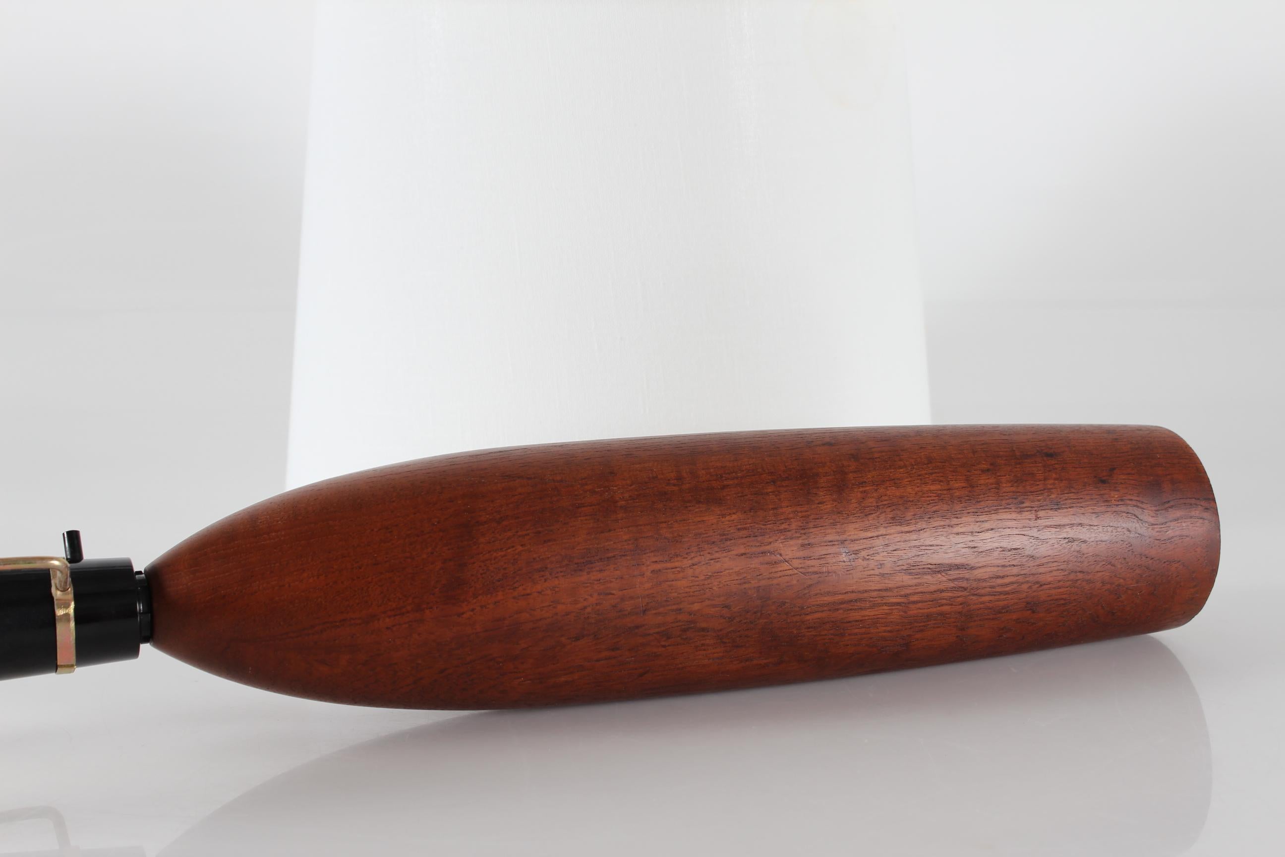 Vintage Tall Table Lamp of Hand-Turned Teak with New Shade, Scandinavian, 1960s For Sale 4