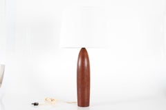Vintage Tall Table Lamp of Hand-Turned Teak with New Shade, Scandinavian, 1960s