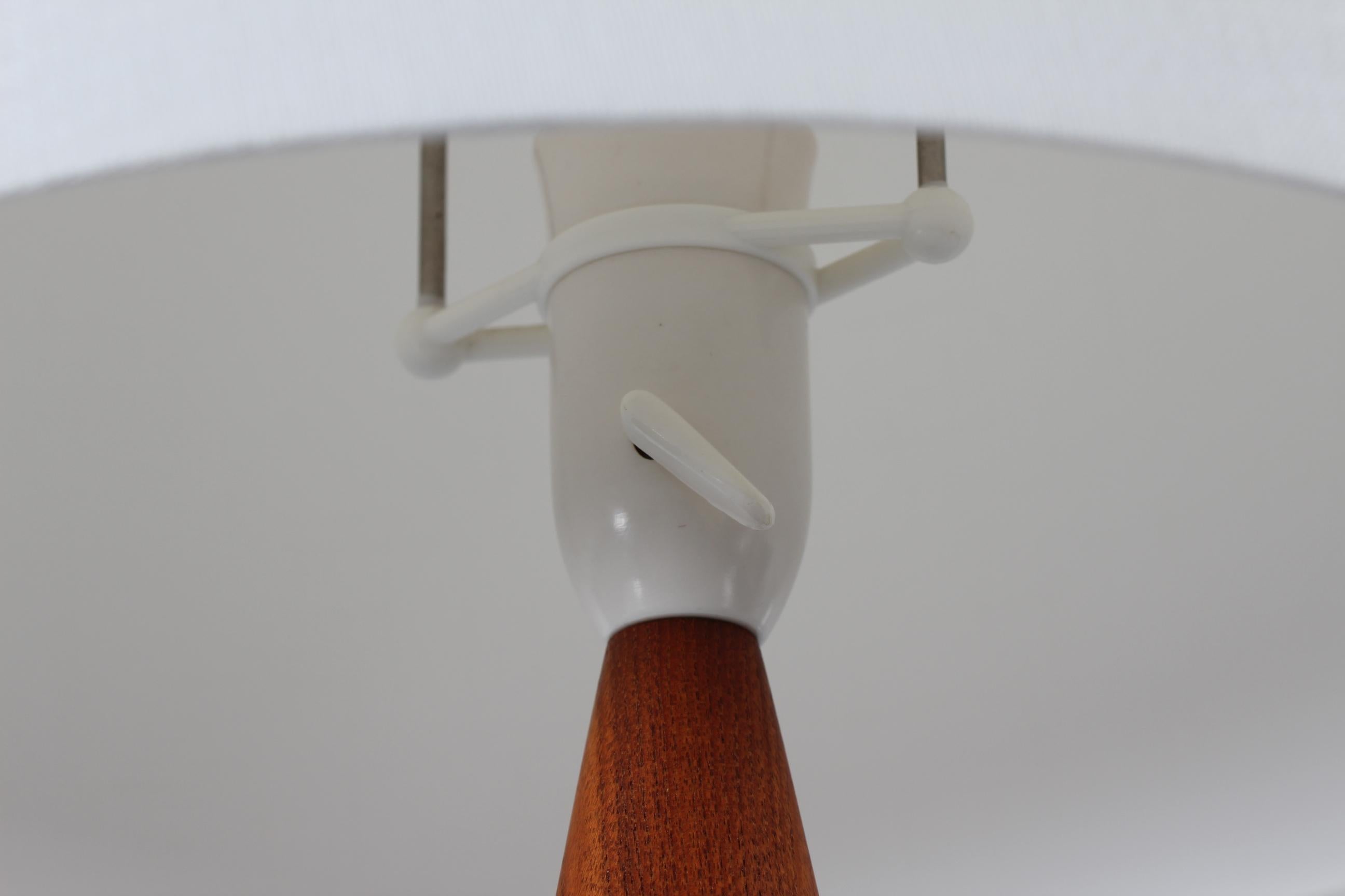 Danish Vintage Tall Table Lamp of Hand-Turned Teak with New Shade, Scandinavian, 1960s For Sale