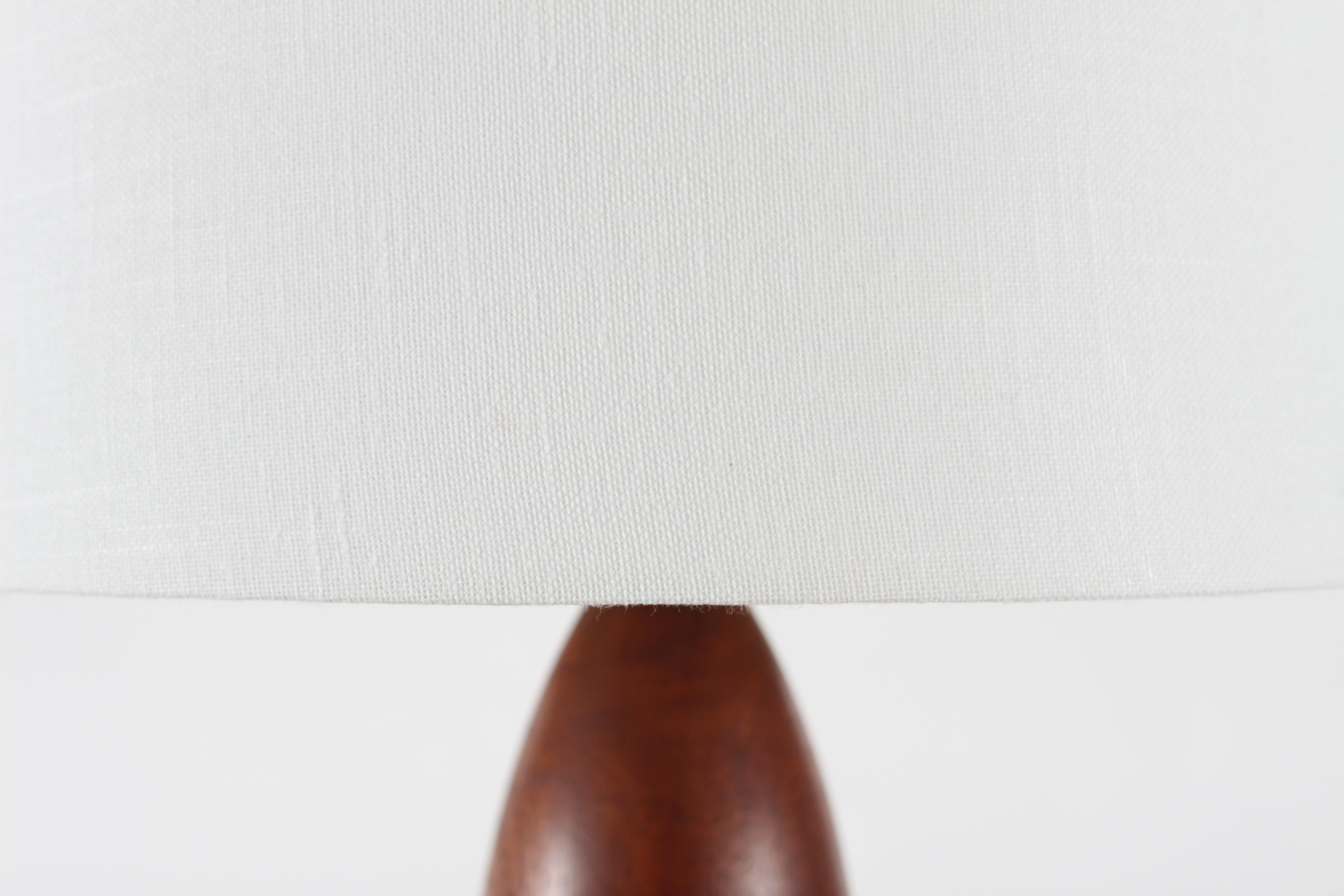 Vintage Tall Table Lamp of Hand-Turned Teak with New Shade, Scandinavian, 1960s For Sale 2