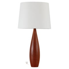 Retro Tall Table Lamp of Hand-Turned Teak with New Shade, Scandinavian, 1960s