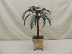 Vintage Tall Tole Palm Tree with Tole Jardinière