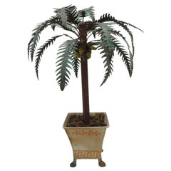 Vintage Tall Tole Palm Tree with Tole Jardinière