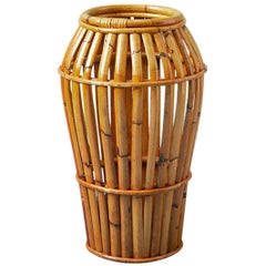 Vintage Tall Umbrella Stand in Bamboo, France, 1970s