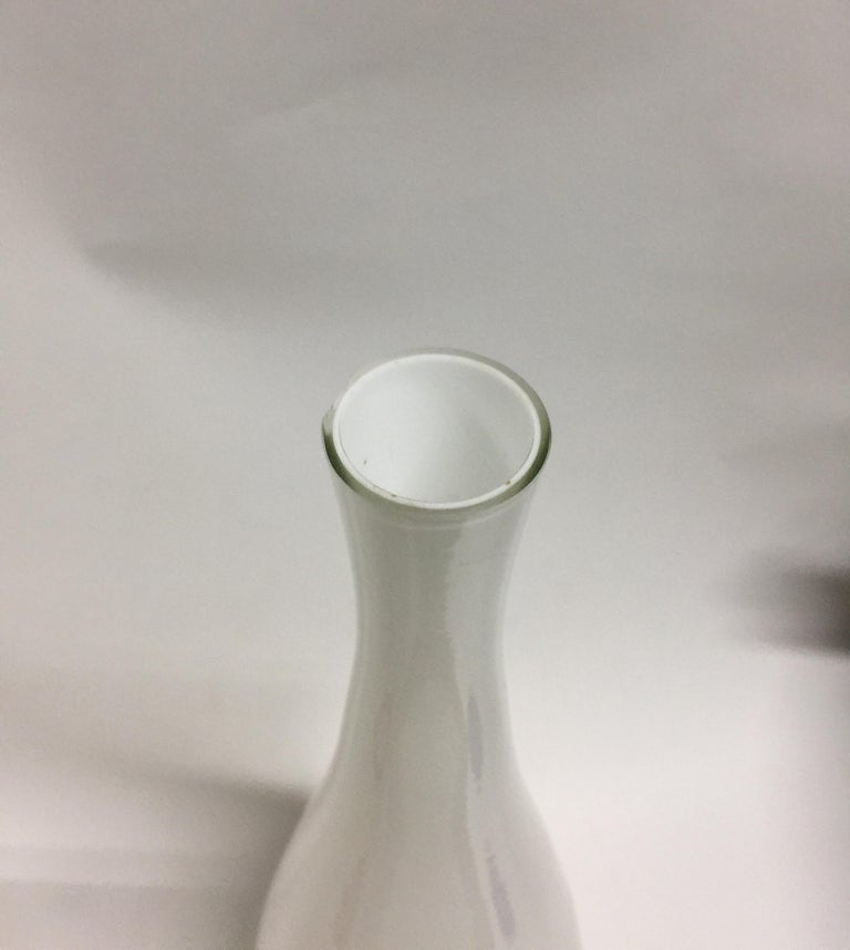 Vintage Tall White Cased Glass Vase by Kastrup In Good Condition For Sale In New York, NY