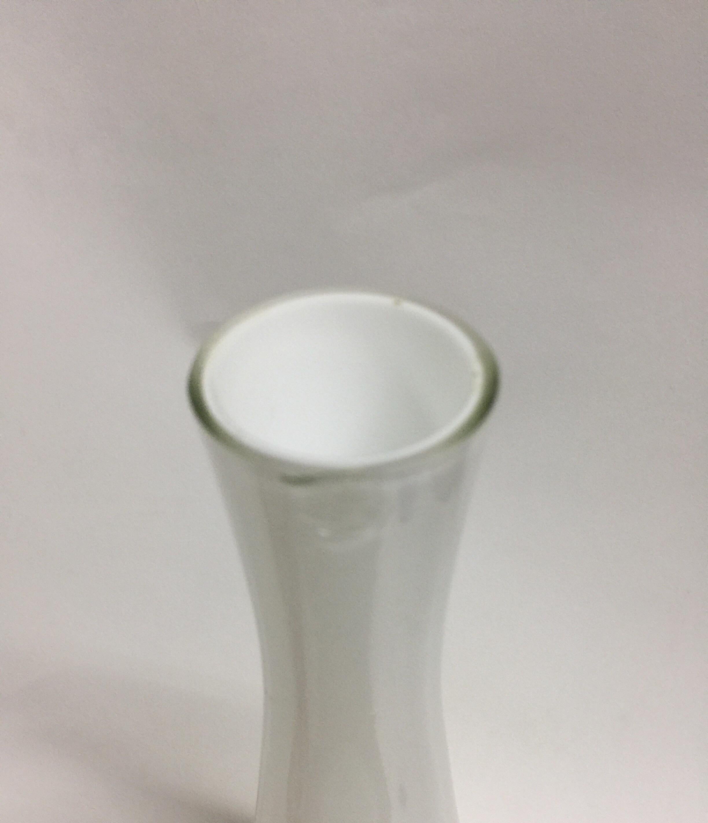 Danish Vintage Tall White Cased Glass Vase by Kastrup For Sale