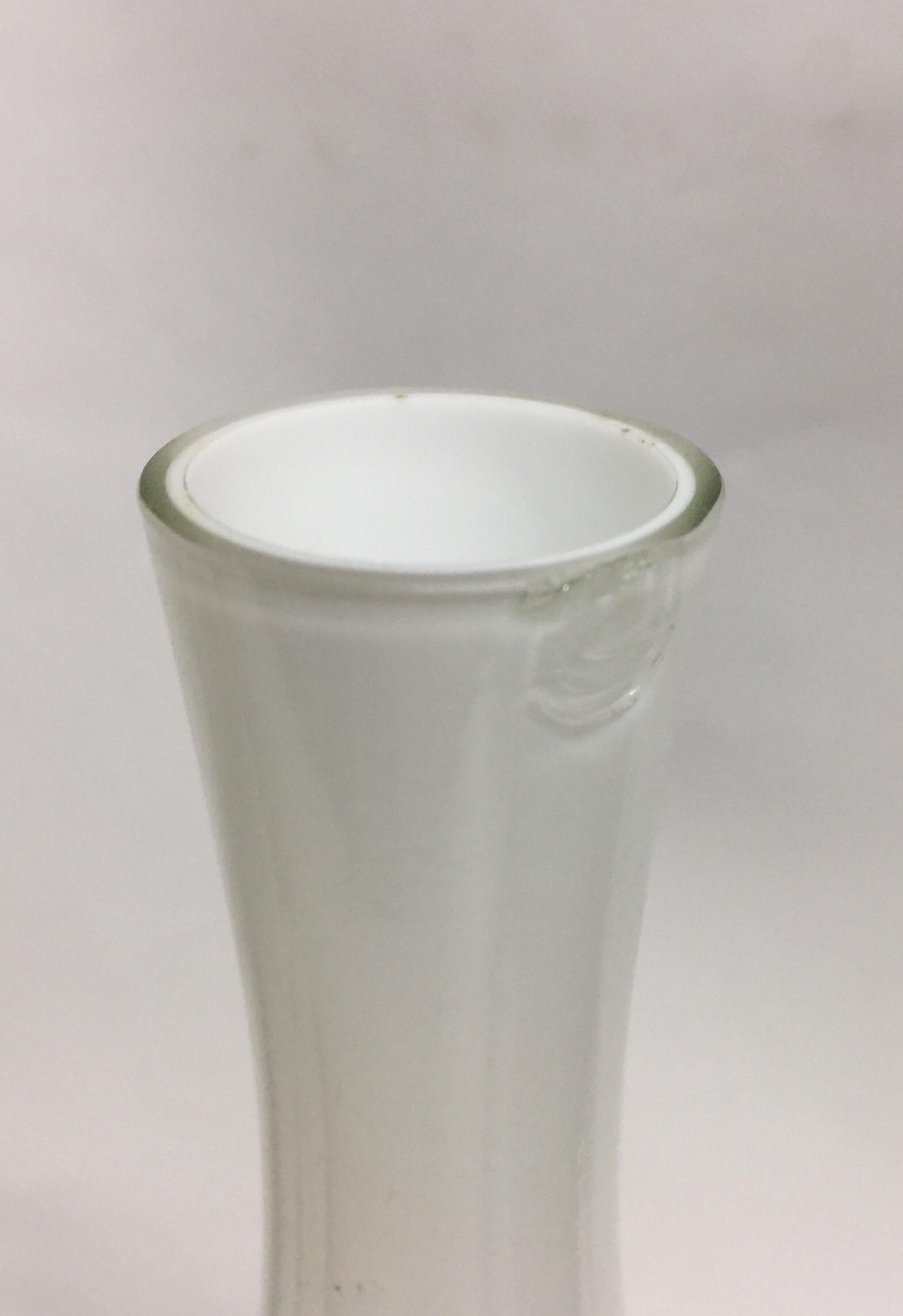 Kastrup Vintage Tall White Cased Glass Vase In Good Condition For Sale In New York, NY