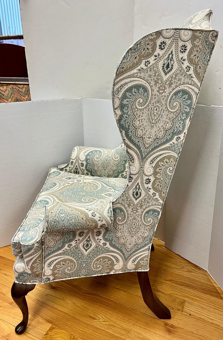 Vintage Tall Wingback Reading Chair with Elegant Scalamandre Paisley
