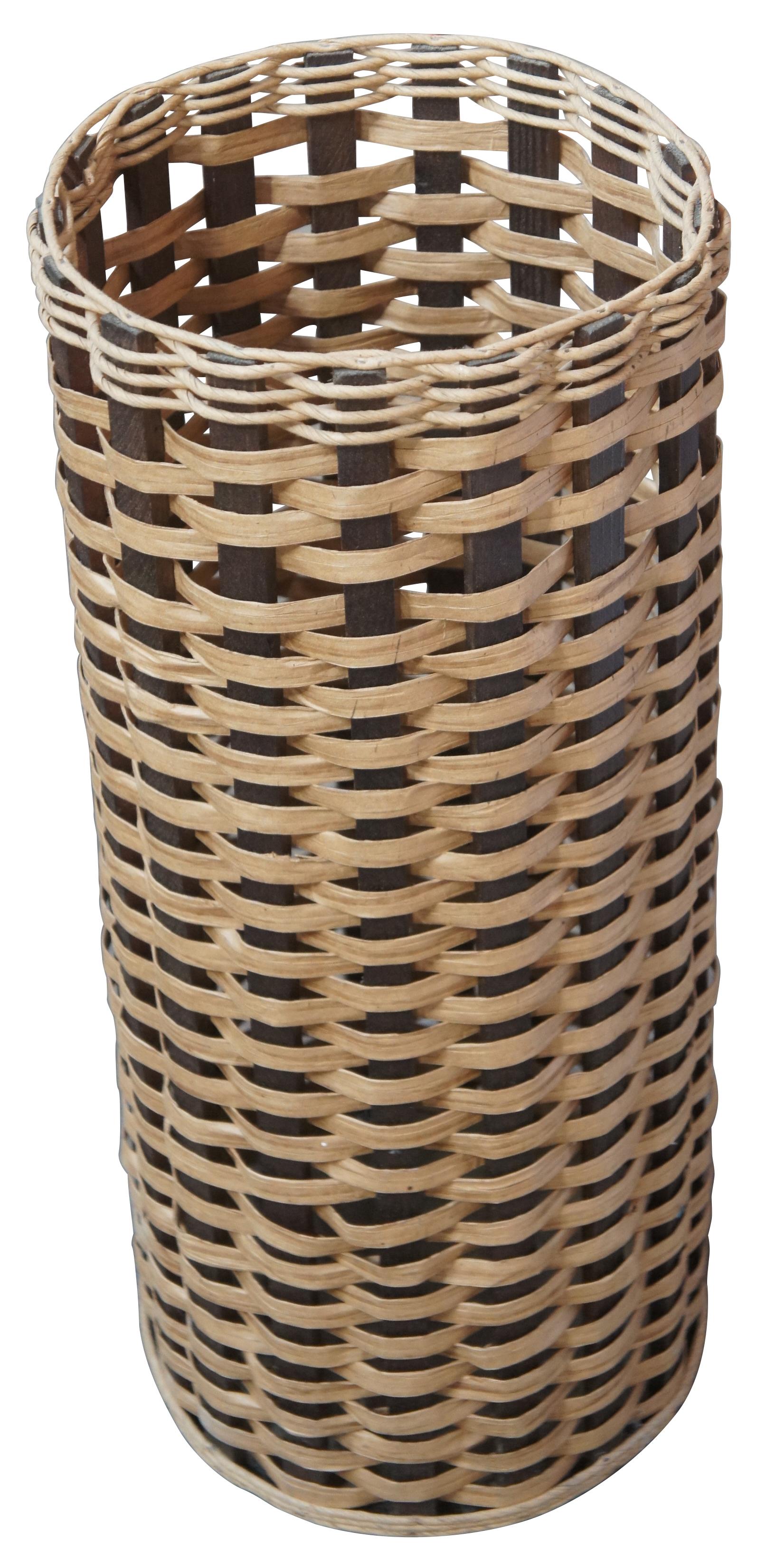 Vintage Tall Woven Wicker Rattan Boho Umbrella Cane Storage Basket