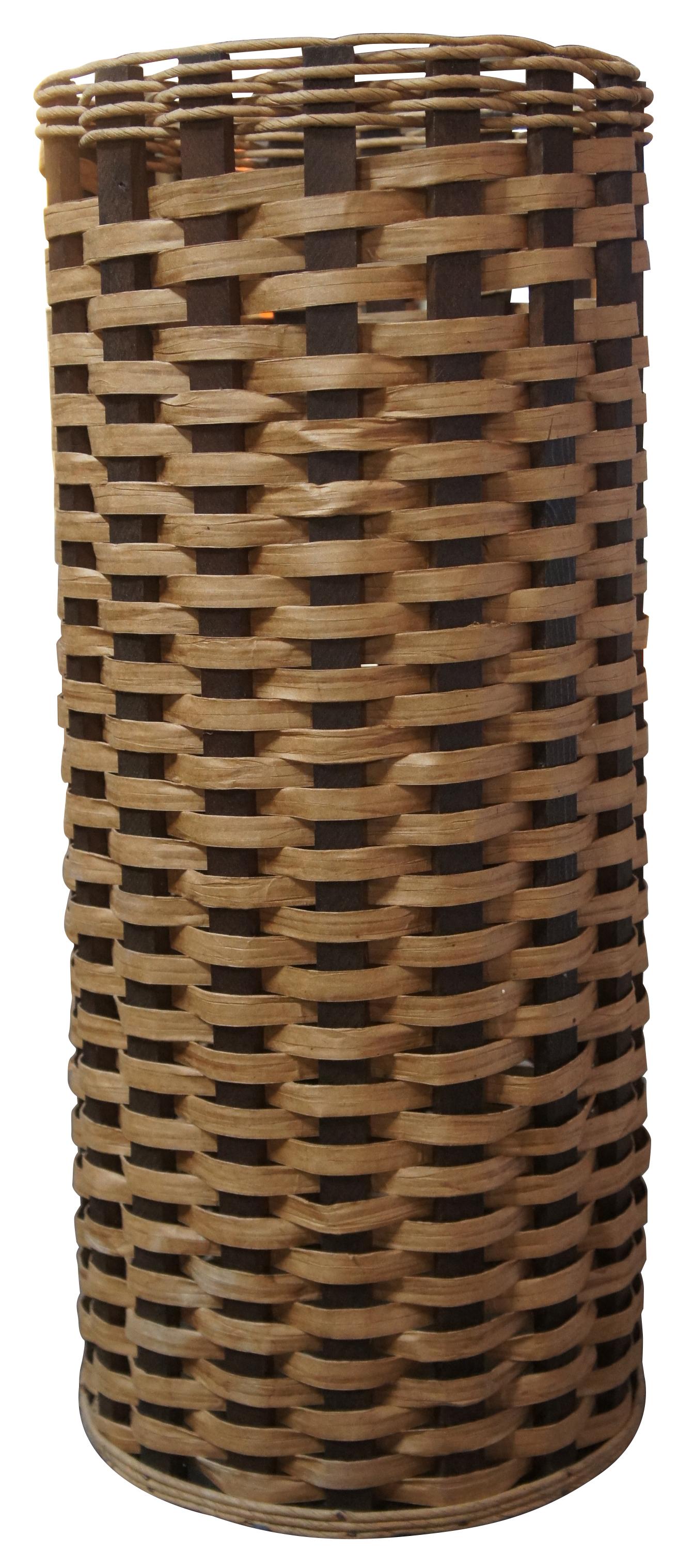 Vintage Tall Woven Wicker Rattan Boho Umbrella Cane Storage Basket