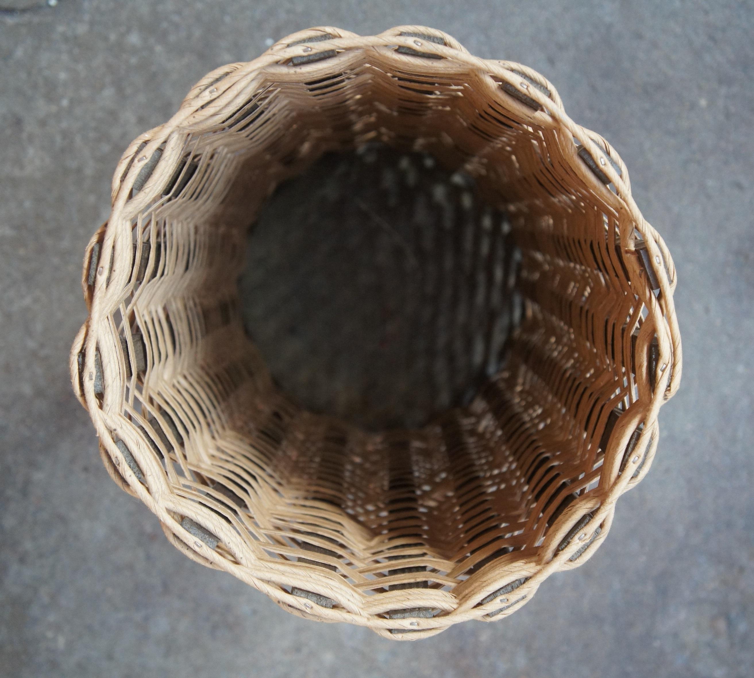 Vintage Tall Woven Wicker Rattan Boho Umbrella Cane Storage Basket