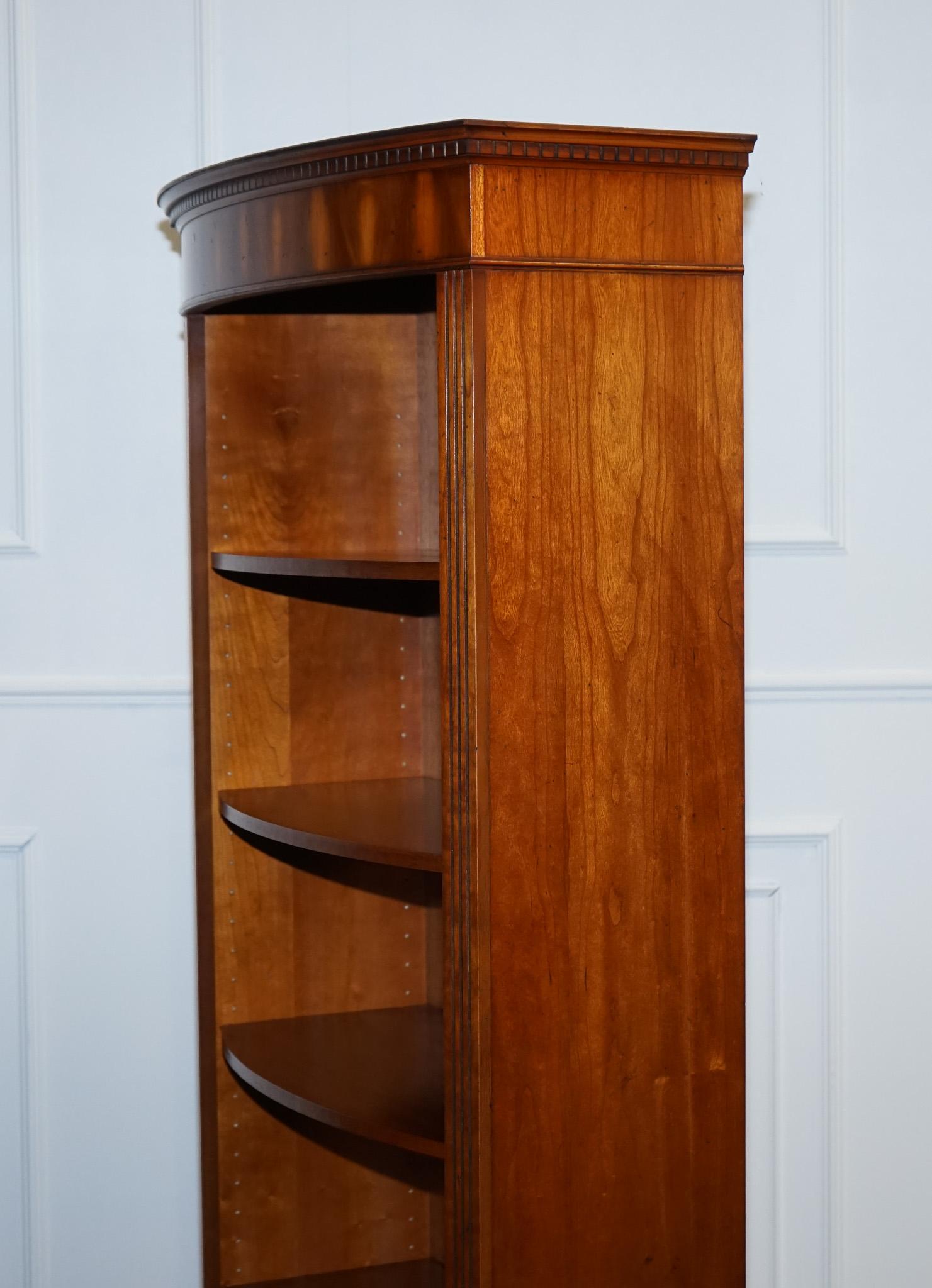 Vintage Tall Yew Open Bookcase with Adjustable Shelfs For Sale 8