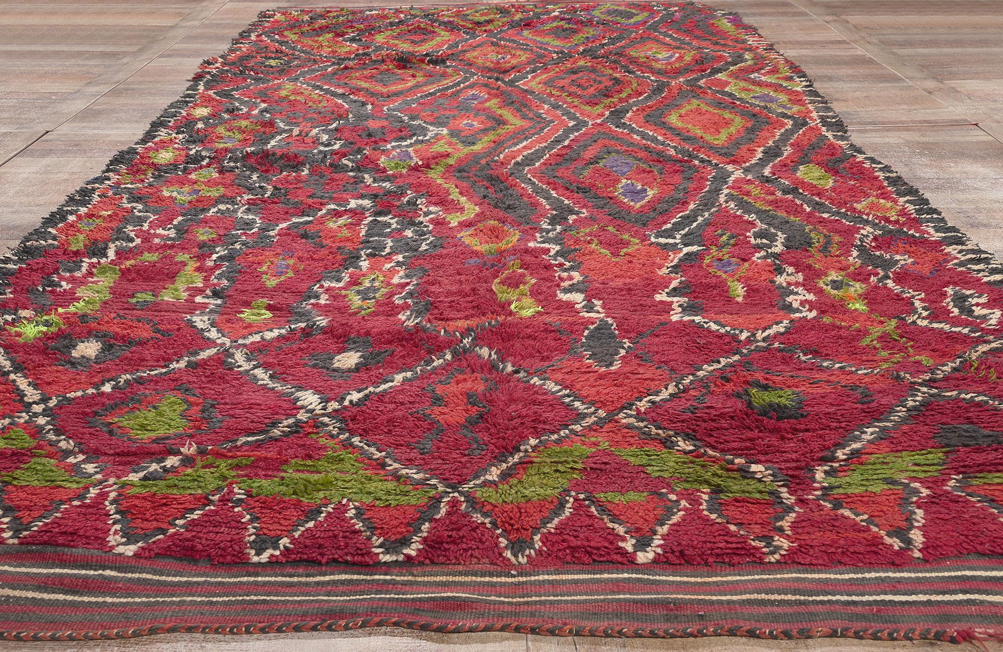 Wool Vintage Talsint Moroccan Rug, Maximalist Style Meets Abstract Expressionism For Sale