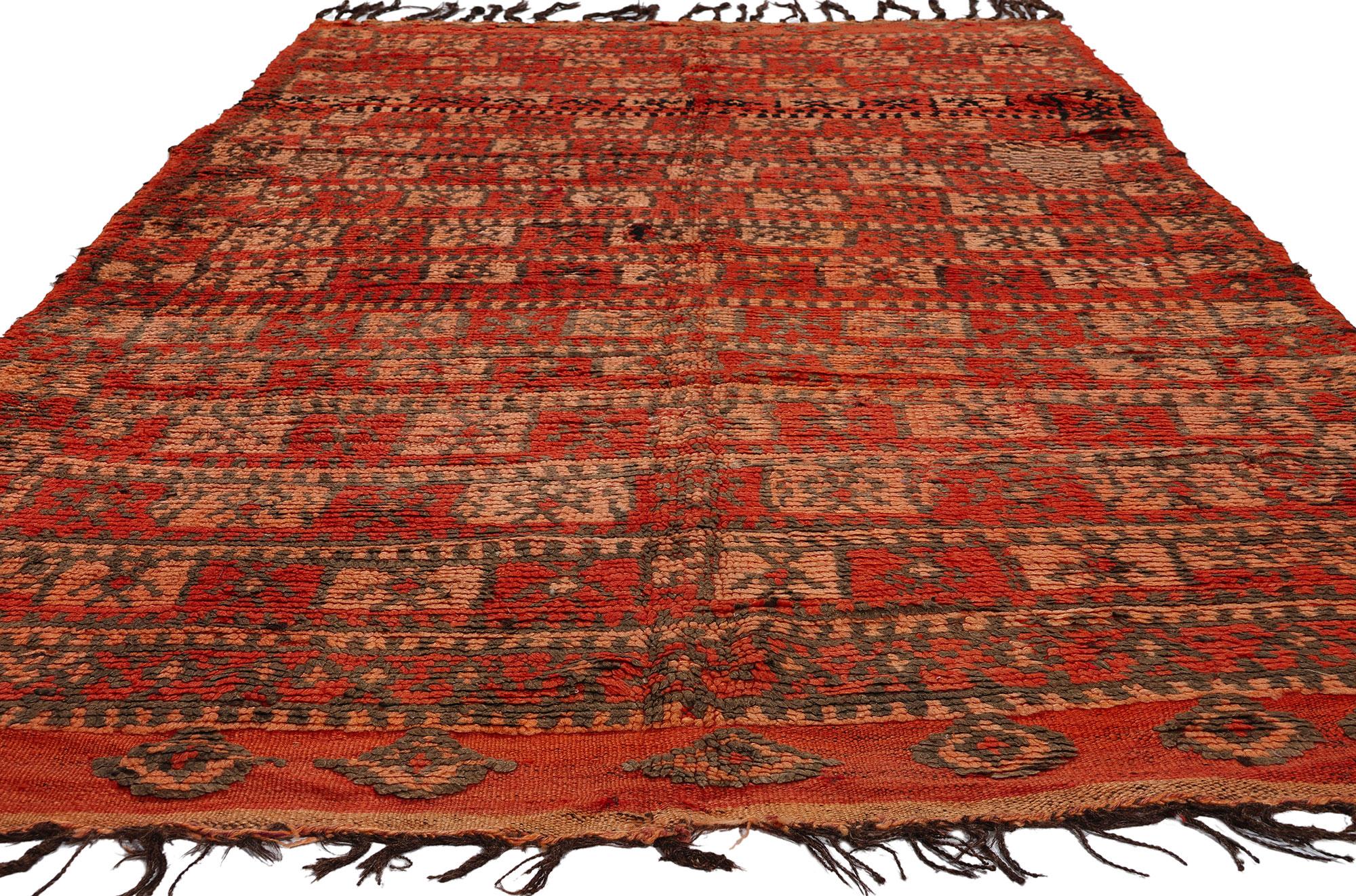 Bohemian Vintage Talsint Moroccan Rug, Midcentury Cubism Meets Tribal Enchantment For Sale