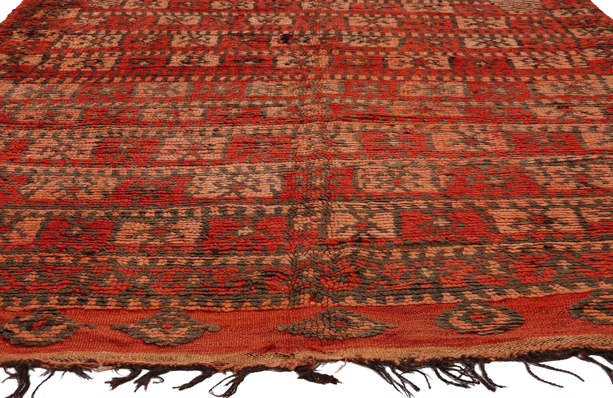 Vintage Talsint Marokkanischer Teppich, Kubismus der Jahrhundertmitte trifft auf Stammeszauber (Handgeknüpft) im Angebot
