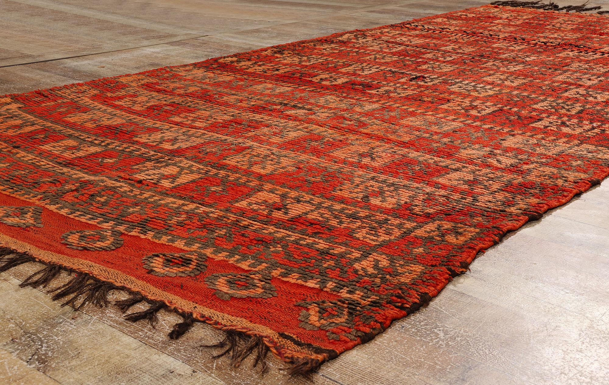 Wool Vintage Talsint Moroccan Rug, Midcentury Cubism Meets Tribal Enchantment For Sale