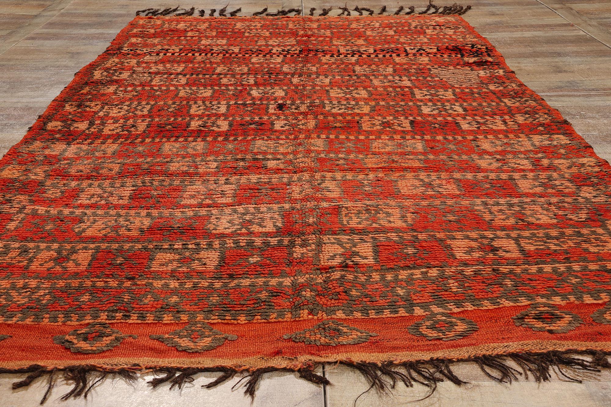 Vintage Talsint Moroccan Rug, Midcentury Cubism Meets Tribal Enchantment For Sale 1
