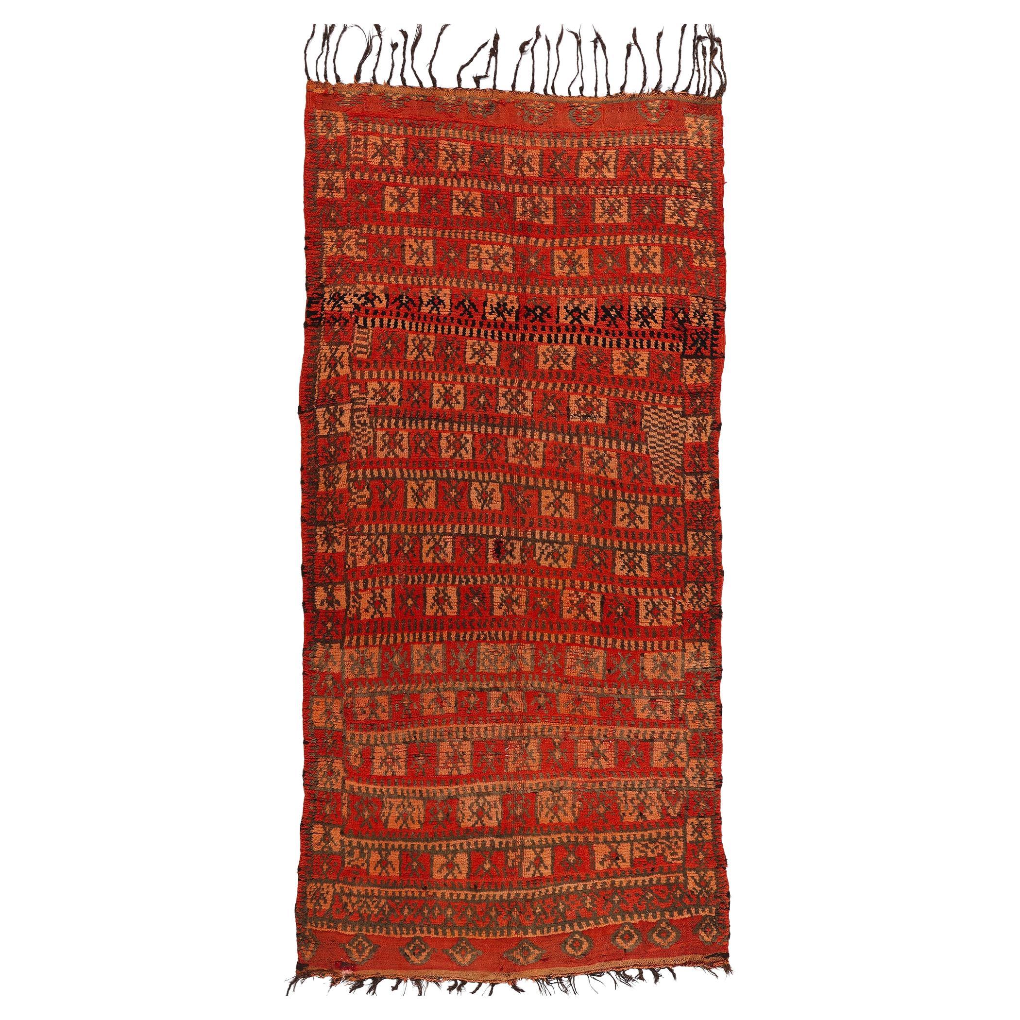 Vintage Talsint Marokkanischer Teppich, Kubismus der Jahrhundertmitte trifft auf Stammeszauber