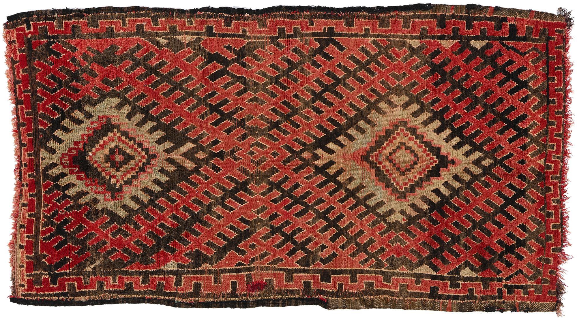 Vintage Talsint Moroccan Rug, Midcentury Modern Meets Tribal Enchantment For Sale 3