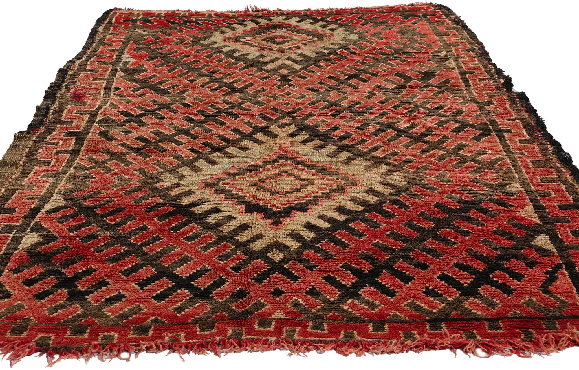 Mid-Century Modern Vintage Talsint Moroccan Rug, Midcentury Modern Meets Tribal Enchantment For Sale