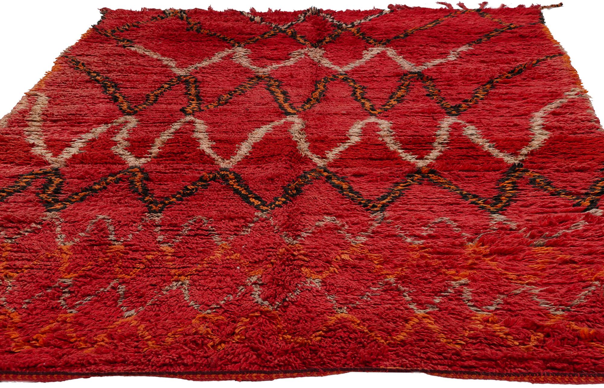 Hand-Knotted Vintage Talsint Moroccan Rug, Midcentury Modern Meets Tribal Enchantment For Sale