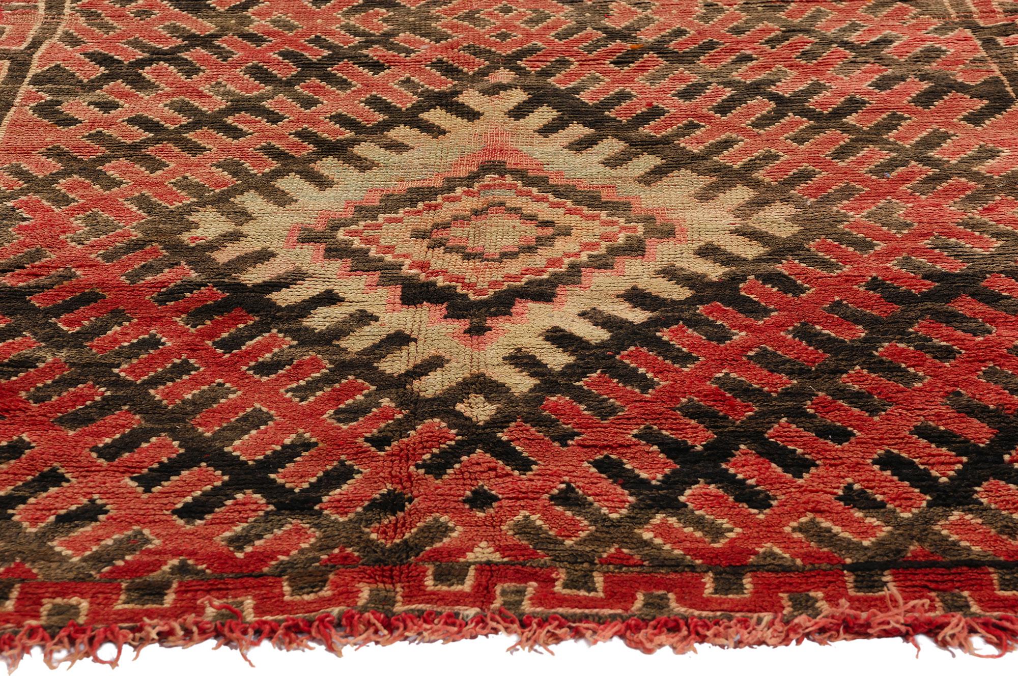Hand-Knotted Vintage Talsint Moroccan Rug, Midcentury Modern Meets Tribal Enchantment For Sale