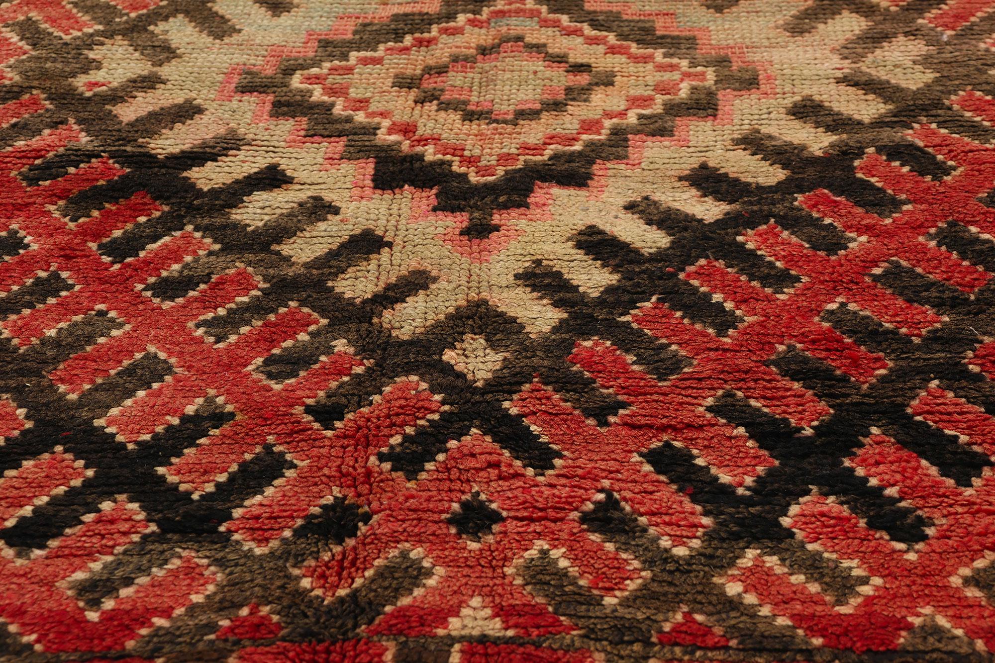 Vintage Talsint Moroccan Rug, Midcentury Modern Meets Tribal Enchantment In Good Condition For Sale In Dallas, TX