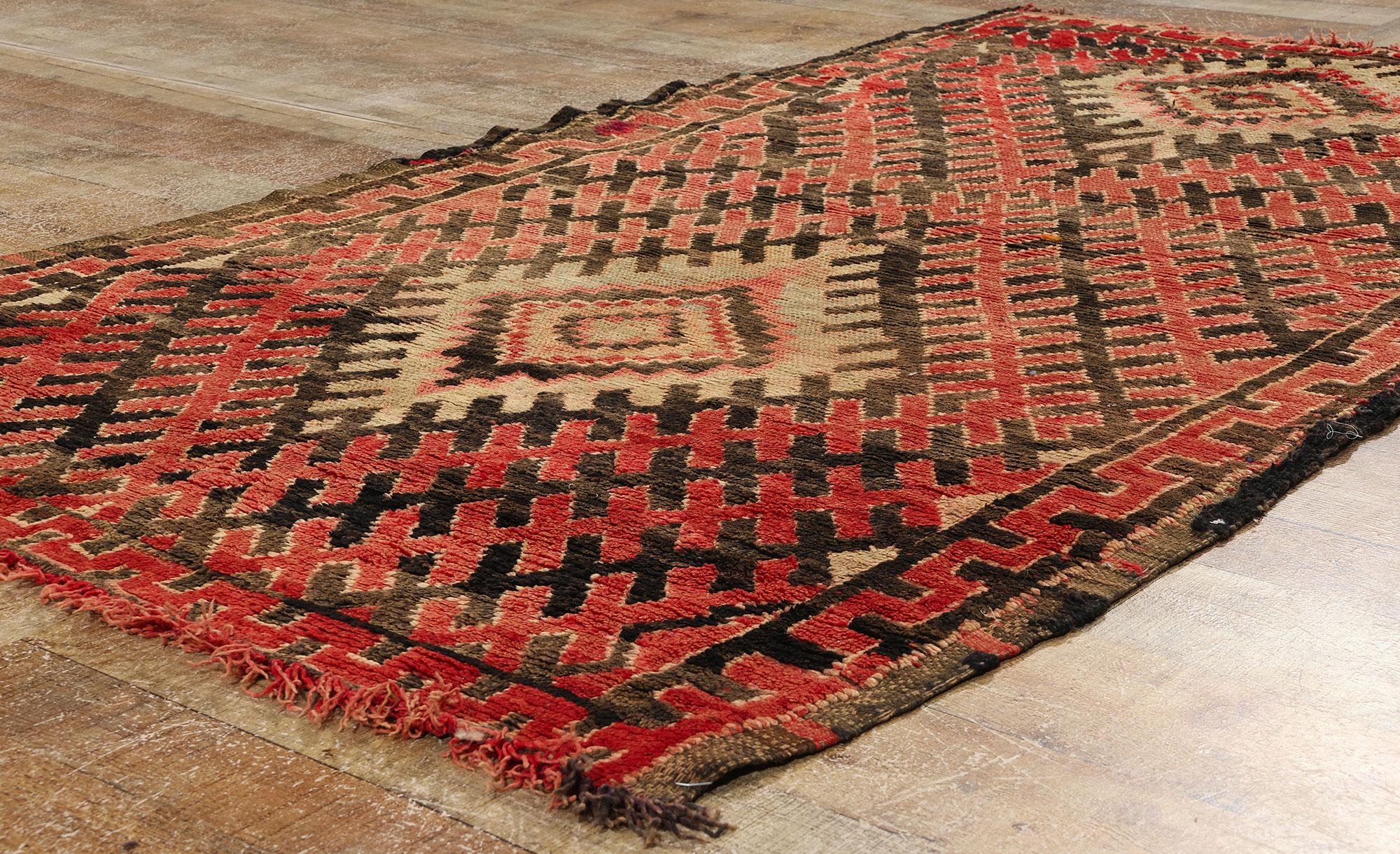 Wool Vintage Talsint Moroccan Rug, Midcentury Modern Meets Tribal Enchantment For Sale