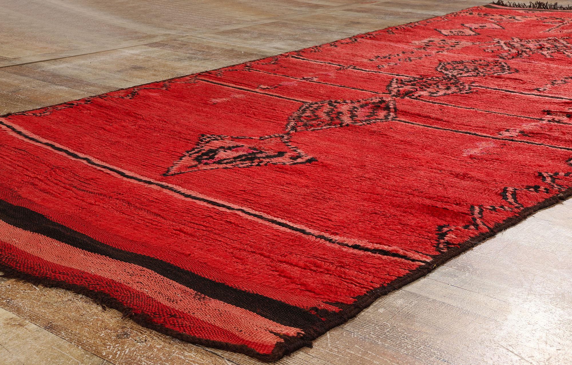 Marokkanischer Talsint-Teppich im Vintage-Stil, Midcentury Modern trifft auf Stammeskunst-Enchantment (Wolle) im Angebot