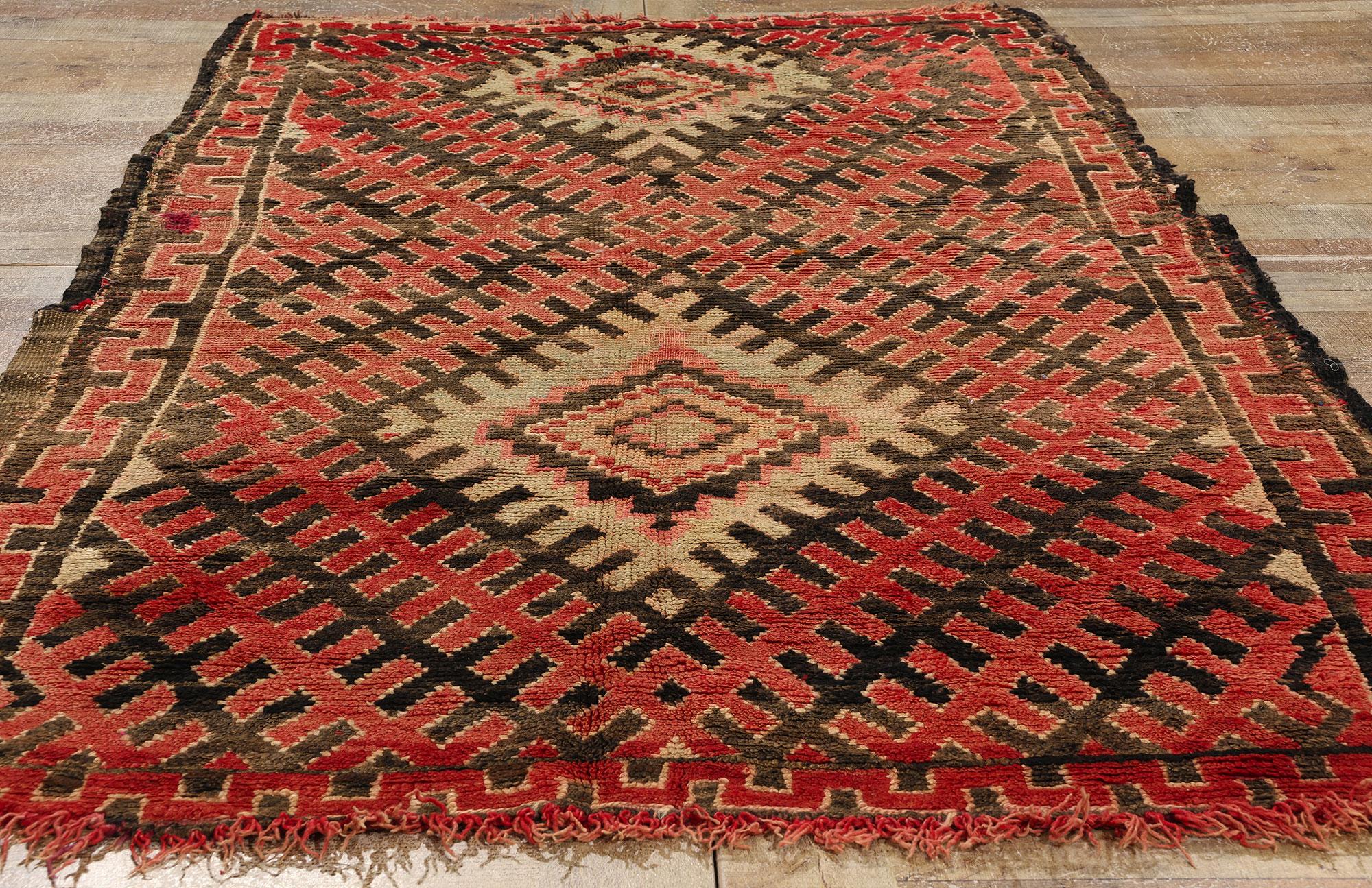 Vintage Talsint Moroccan Rug, Midcentury Modern Meets Tribal Enchantment For Sale 1