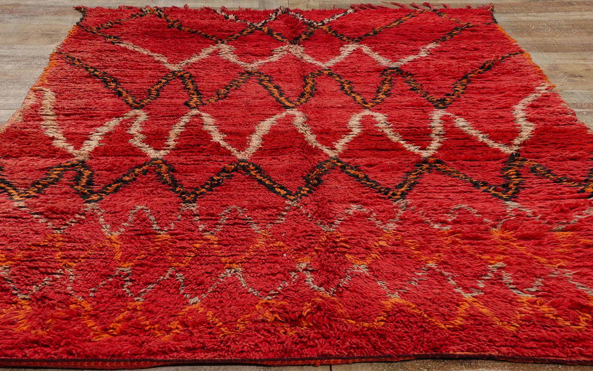 Vintage Talsint Moroccan Rug, Midcentury Modern Meets Tribal Enchantment For Sale 2