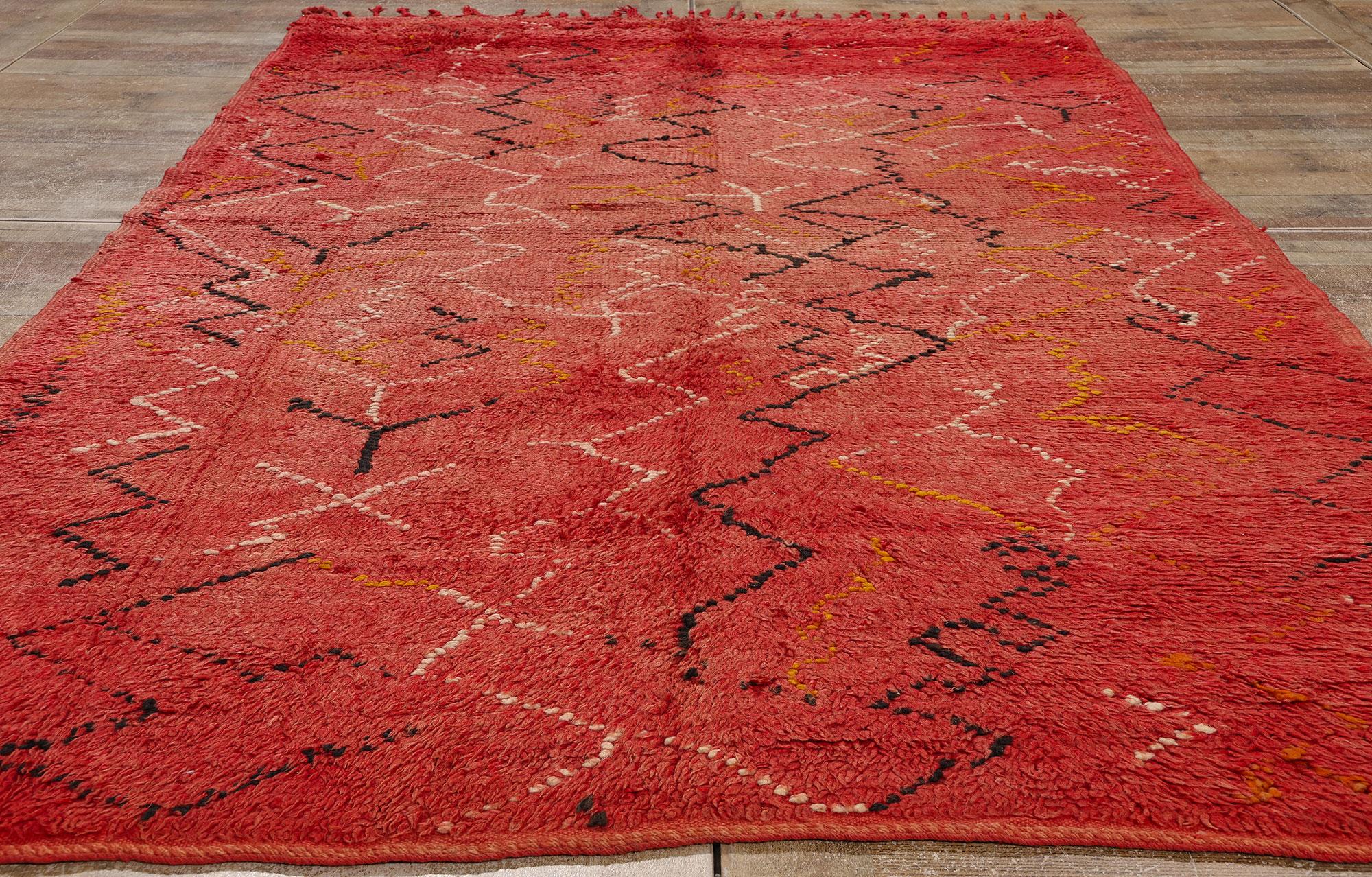 Vintage Talsint Moroccan Rug, Midcentury Modern Meets Tribal Enchantment For Sale 1