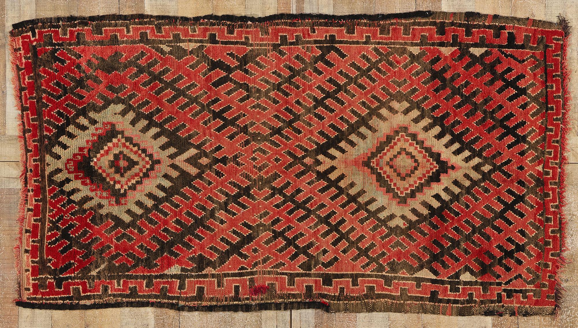 Vintage Talsint Moroccan Rug, Midcentury Modern Meets Tribal Enchantment For Sale 2