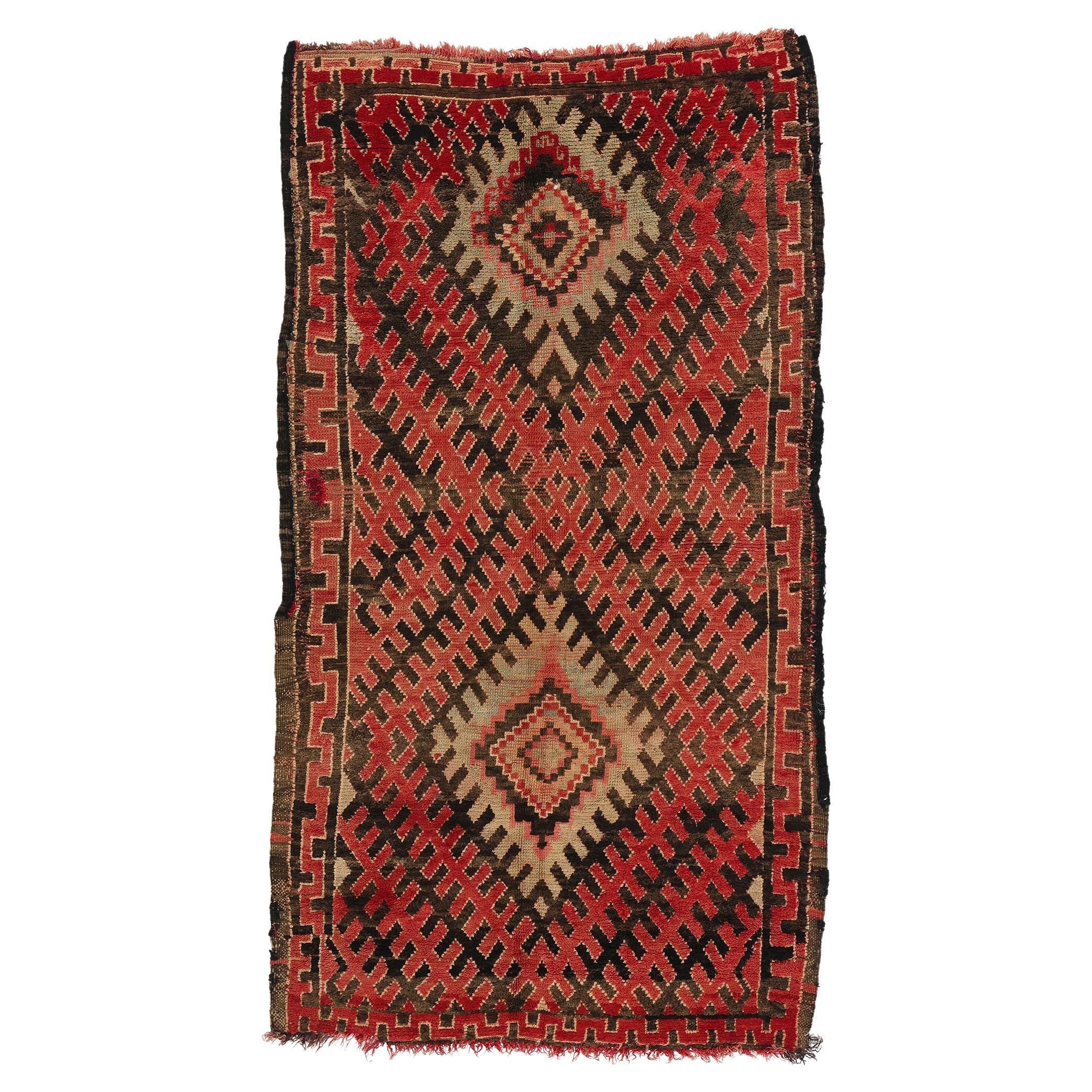 Vintage Talsint Moroccan Rug, Midcentury Modern Meets Tribal Enchantment For Sale