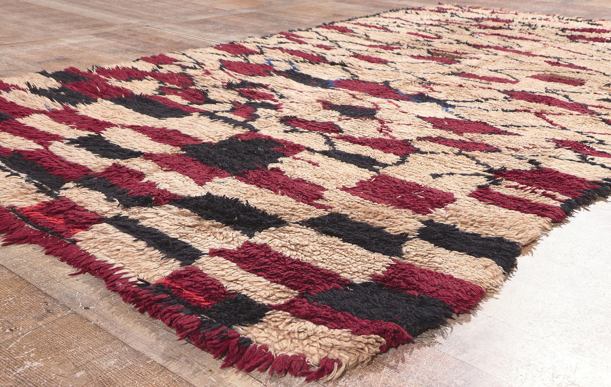 Wool Vintage Talsint Moroccan Rug, Tribal Enchantment Meets Abstract Expressionism For Sale