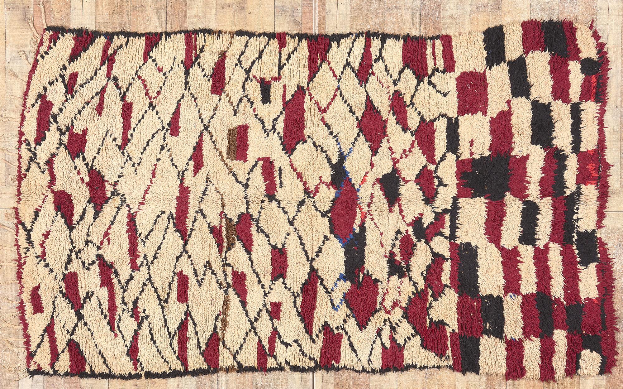 Vintage Talsint Moroccan Rug, Tribal Enchantment Meets Abstract Expressionism For Sale 2