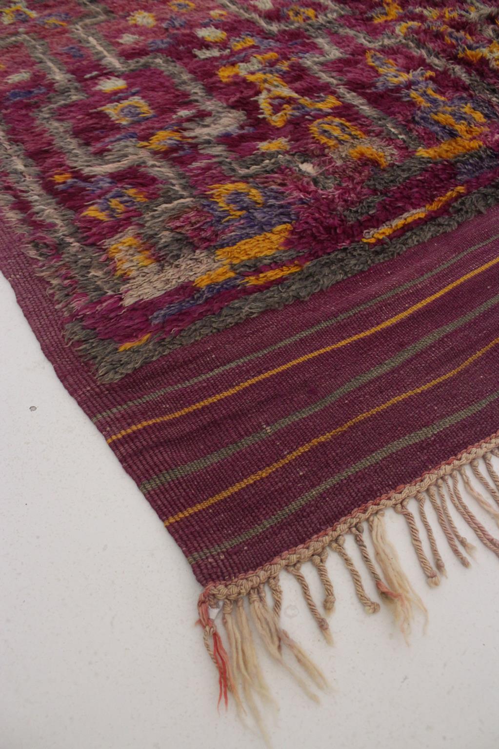 Vintage Moroccan Talsint rug - Wine purple - 6.2x12feet / 190x365cm For Sale 5