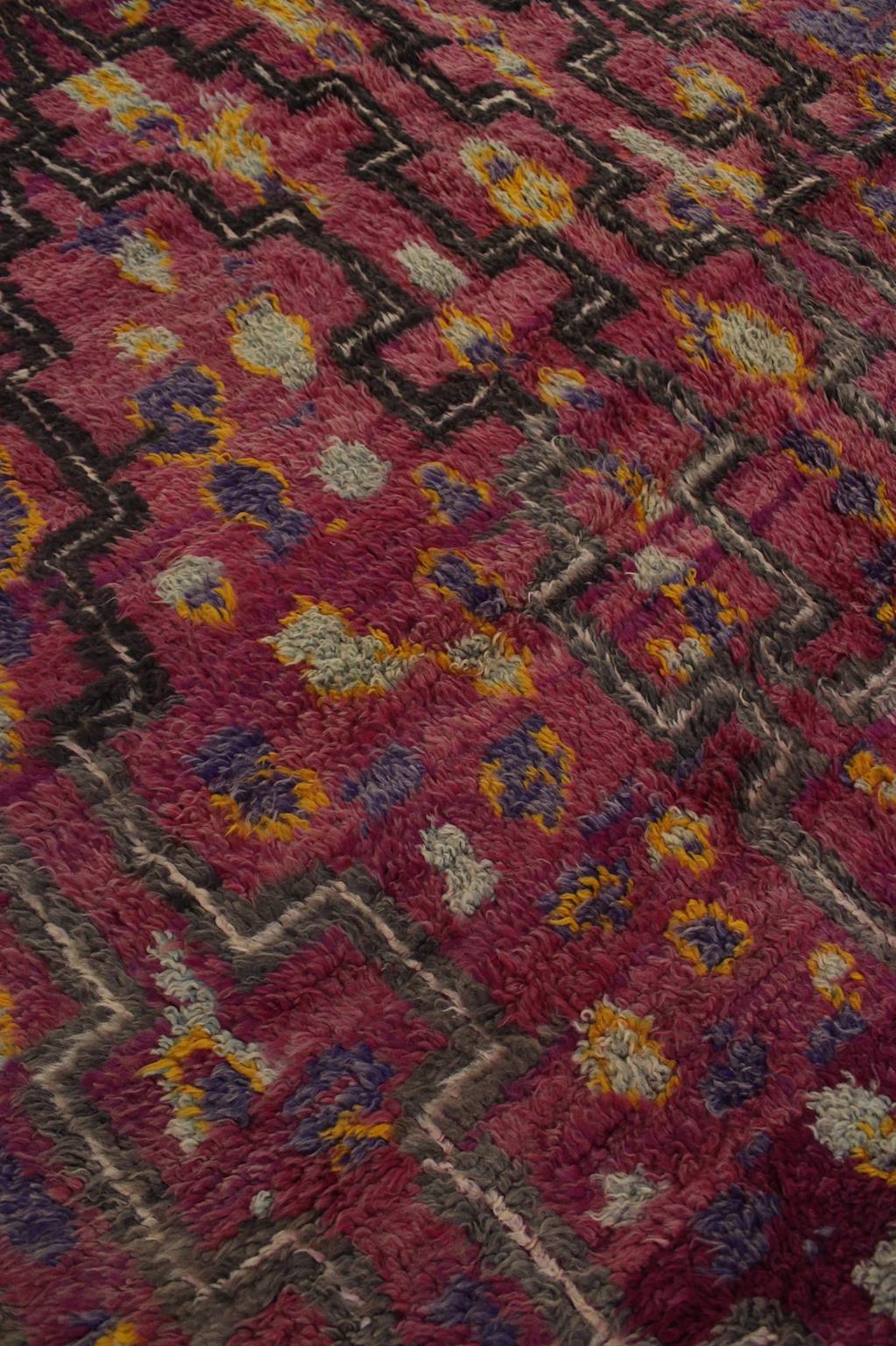 Vintage Moroccan Talsint rug - Wine purple - 6.2x12feet / 190x365cm For Sale 7