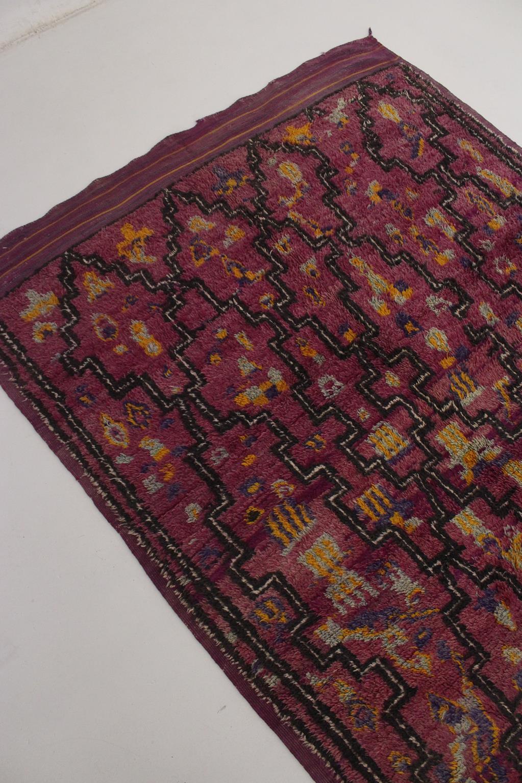 Vintage Moroccan Talsint rug - Wine purple - 6.2x12feet / 190x365cm For Sale 8