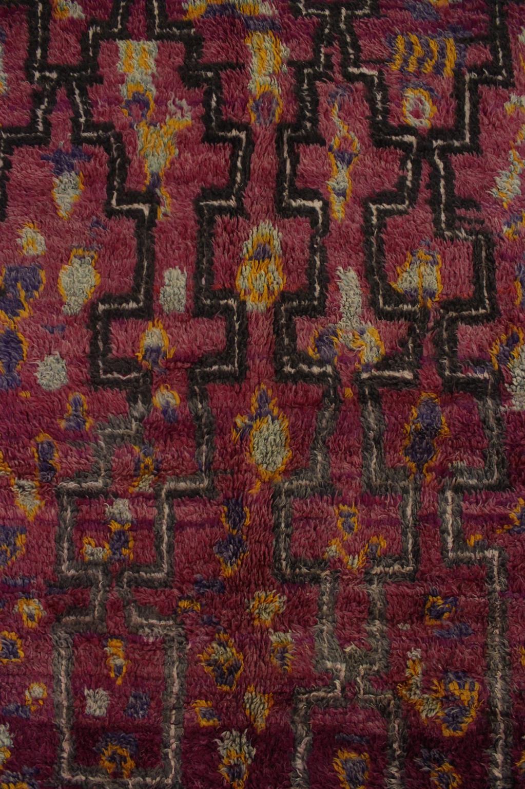 Vintage Moroccan Talsint rug - Wine purple - 6.2x12feet / 190x365cm For Sale 10