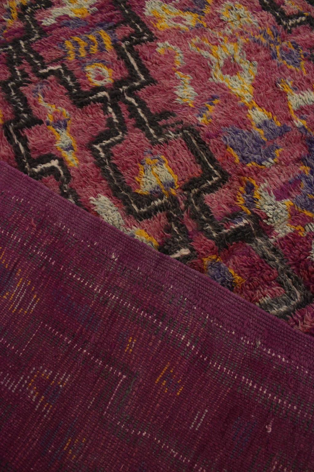 Vintage Moroccan Talsint rug - Wine purple - 6.2x12feet / 190x365cm For Sale 11