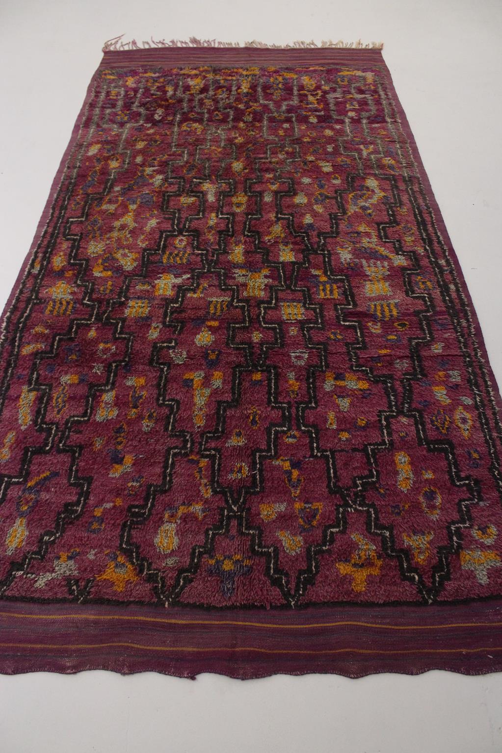 Vintage Moroccan Talsint rug - Wine purple - 6.2x12feet / 190x365cm For Sale 1
