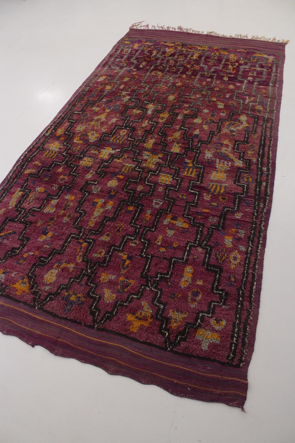 Vintage Moroccan Talsint rug - Wine purple - 6.2x12feet / 190x365cm For Sale 2