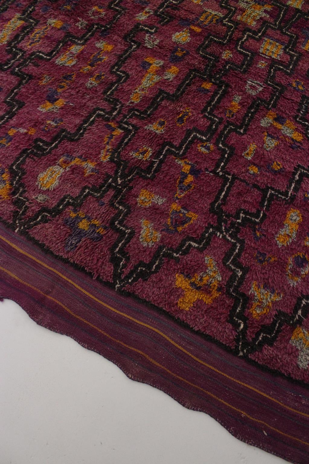 Vintage Moroccan Talsint rug - Wine purple - 6.2x12feet / 190x365cm For Sale 3