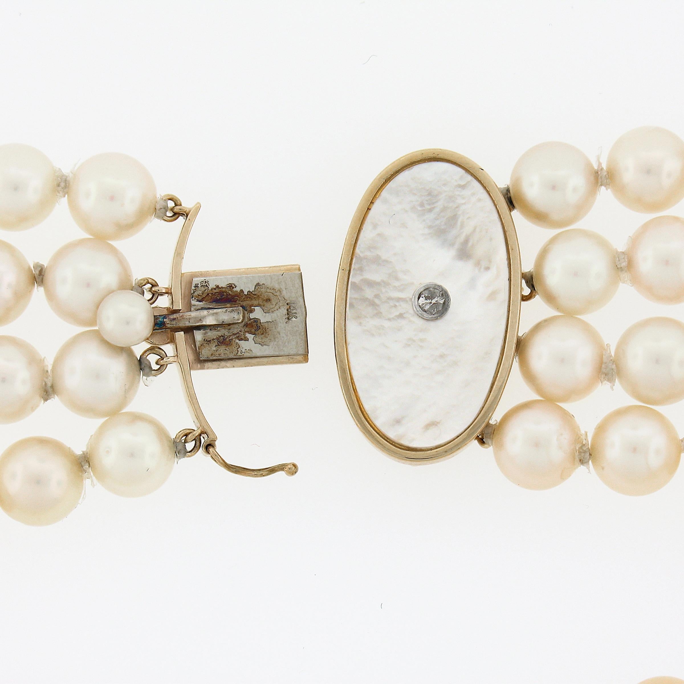 Vintage Tambetti Layered 4strang Perlenkette 14k Gold Fancy Verschluss Vintage im Angebot 1
